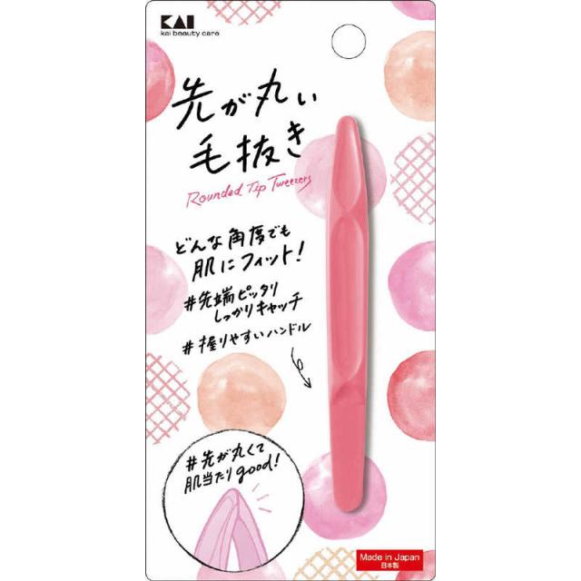 他サイト： 貝印 先が丸い毛抜き(ピンク) の商品画像