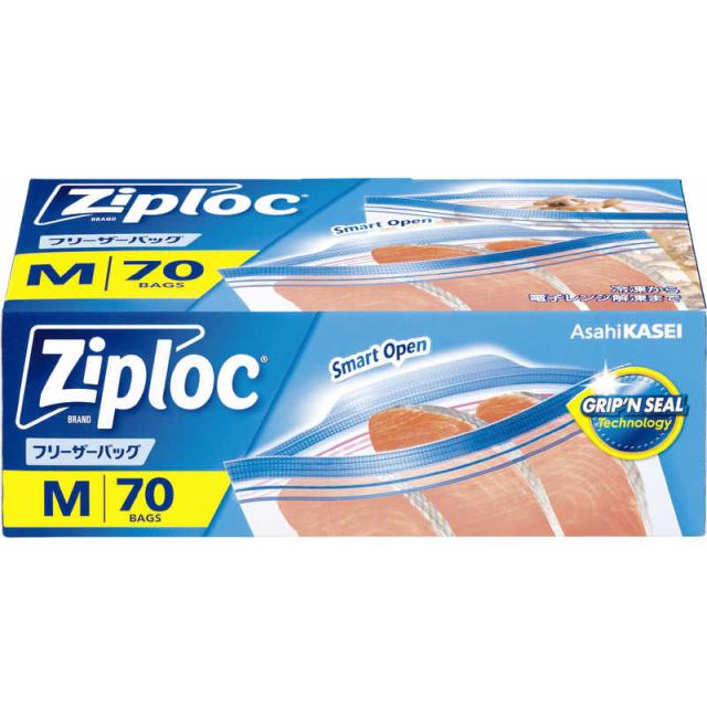 他サイト： 旭化成ホームプロダクツ Ziploc(ジップロック)フリーザーバッグ M70枚 大容量品 の商品画像