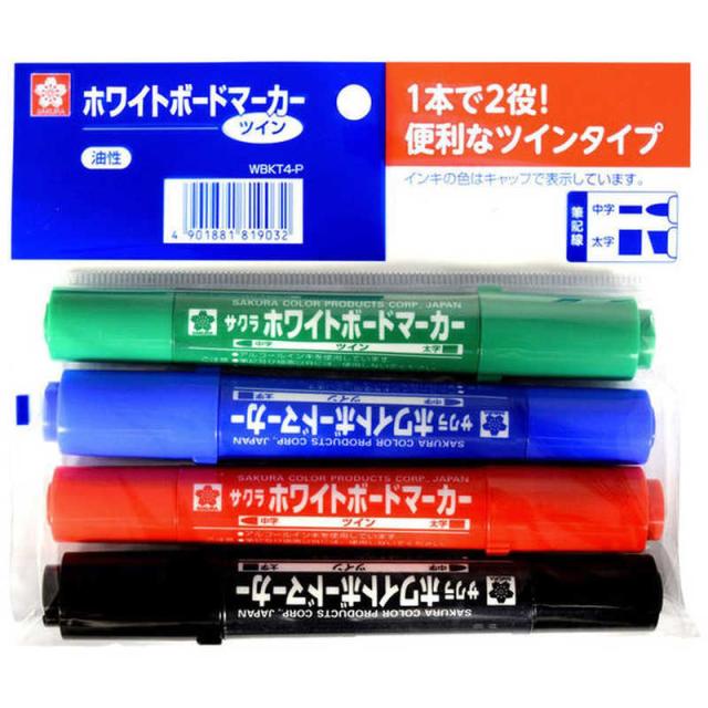 他サイト： サクラクレパス 白板マーカーツイン 4色セット WBKT4-Pの商品画像