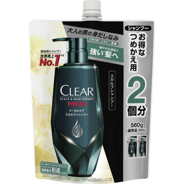 他サイト： ユニリーバJCM クリアフォーメン トータルケアスカルプシャンプー詰替560g クリアMトータルSPカエの商品画像