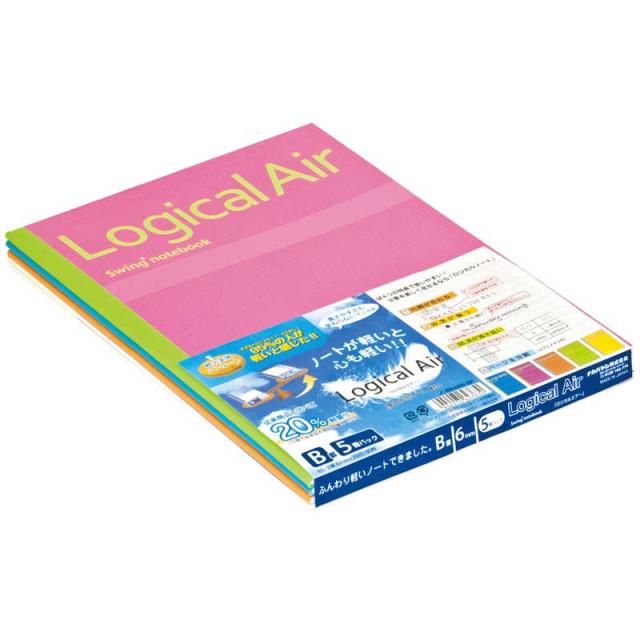 他サイト： ナカバヤシ ロジカル・エアーノート 5冊パック(セミB5・B罫・30枚) ノB546B5Pの商品画像