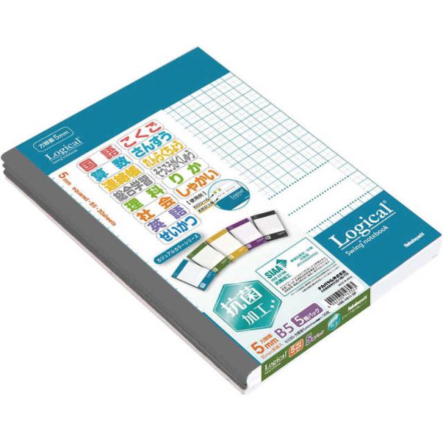 他サイト： ナカバヤシ ノート セミB5 方眼5mm 30枚 5P カジュアルカラー HB5H5115Pの商品画像