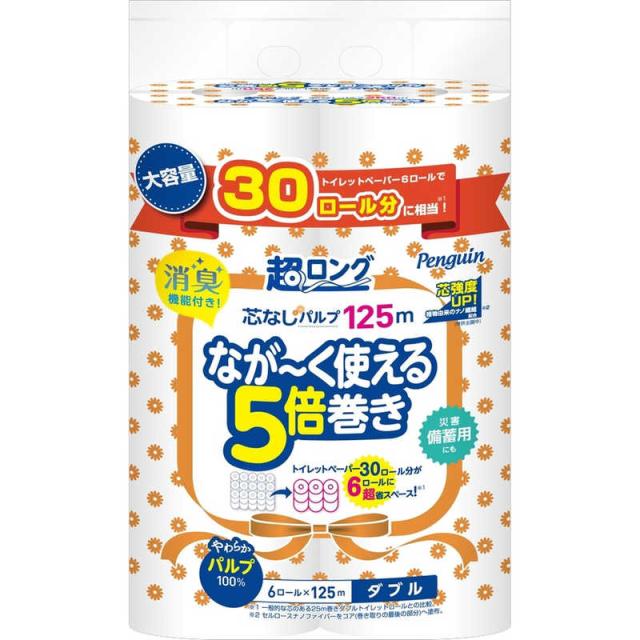 他サイト： 丸富製紙 ペンギン超ロングパルプ5倍巻6Rダブル の商品画像