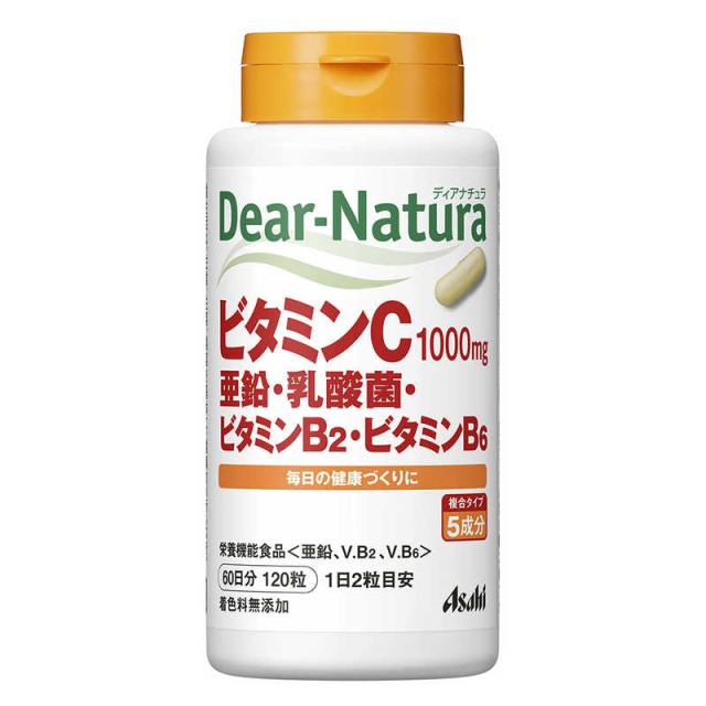 他サイト： アサヒグループ食品 Dear-Natura(ディアナチュラ)ビタミンC・亜鉛・乳酸菌・ビタミンB2・ビタミンB6 60日120粒の商品画像