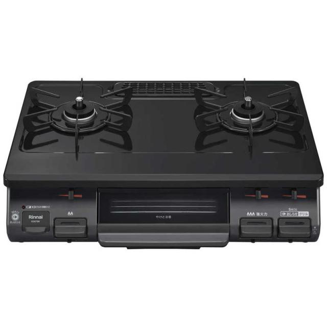 他サイト： リンナイ Rinnai ガステーブルコンロ 水なし片面焼きグリル 右強火  ブラック 60cm  プロパンガス  右強火  KGの商品画像