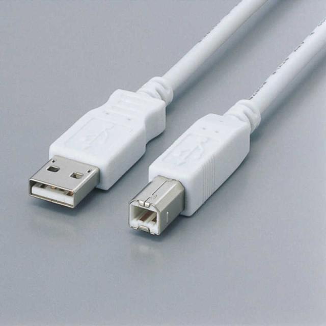 他サイト： エレコム ELECOM 1.5m USB2.0ケーブル 【A】⇔【B】 [フェライトコア内蔵タイプ] (ホワイト)  USB2-の商品画像