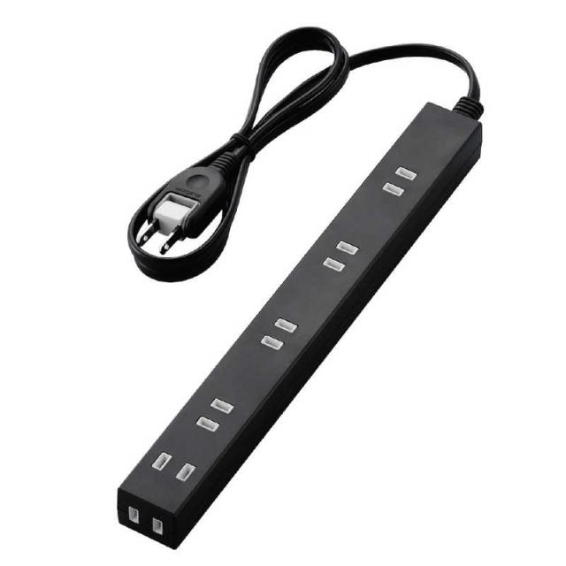 他サイト： エレコム ELECOM ほこり防止シャッター付き 雷ガード 内蔵スリム 電源タップ 幅広 2ピン式 6個口 1.0m T-NSLの商品画像