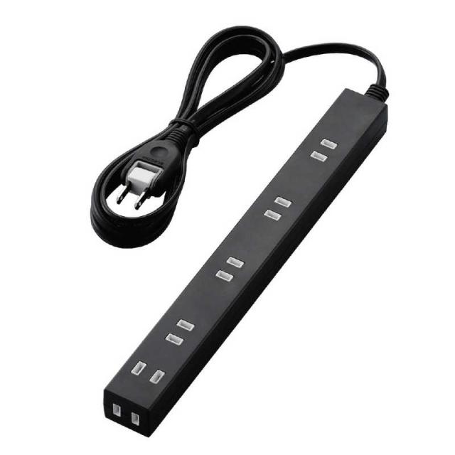 他サイト： エレコム ELECOM ほこり防止シャッター付き 雷ガード 内蔵スリム 電源タップ 幅広 2ピン式 6個口 2.0m T-NSLの商品画像