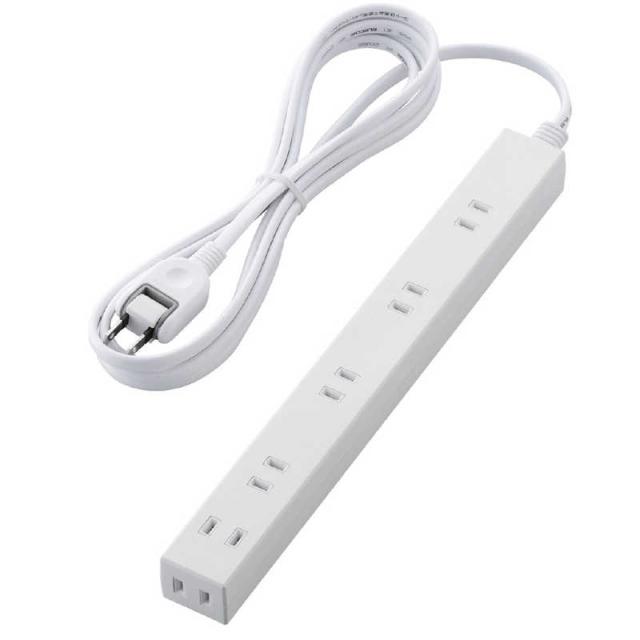 他サイト： エレコム ELECOM ほこり防止シャッター付き 雷ガード 内蔵スリム 電源タップ 幅広 2ピン式 6個口 3.0m T-NSLの商品画像