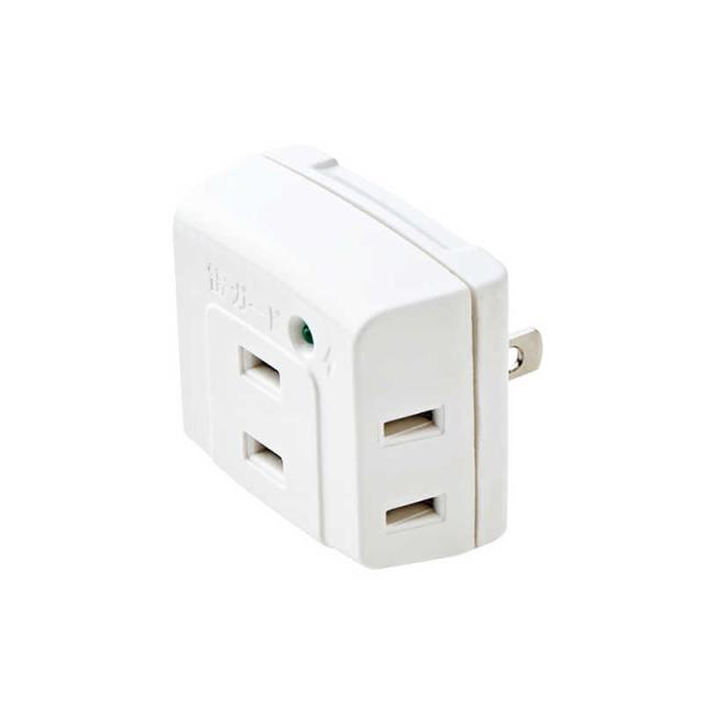 他サイト： エレコム ELECOM 雷ガード 付きトリプル 電源タップ タップ 2ピン式 3個口 T-KTR01WH (ホワイト)の商品画像