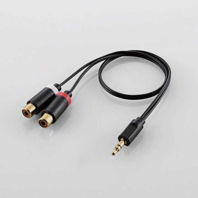 他サイト： エレコム ELECOM オーディオケーブル 3.5φ変換アダプタ/3.5φ-RCAピンジャック×2メス(ブラック/0.3m) Dの商品画像