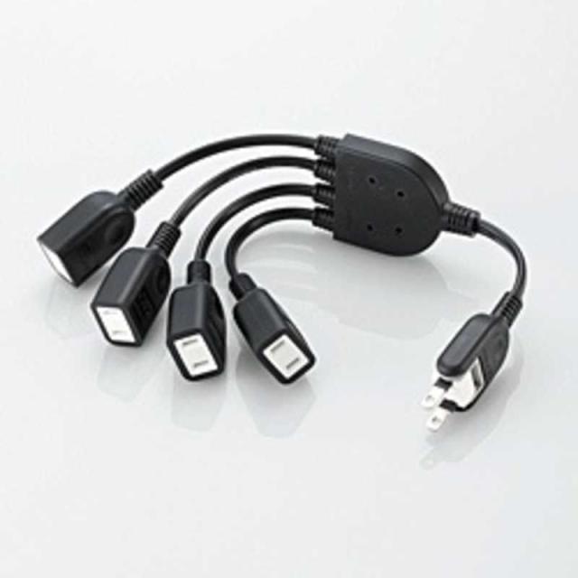 他サイト： エレコム ELECOM ACアダプタ用電源延長コード 4個口 0.2m T-ADR4BKの商品画像