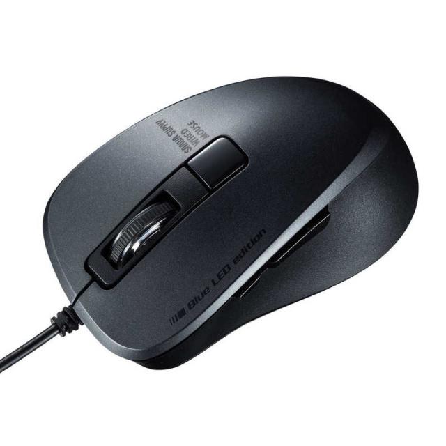 他サイト： サンワサプライ 有線 Type-CブルーLED マウス 5ボタン 静音タイプ MA-BLC156BKの商品画像