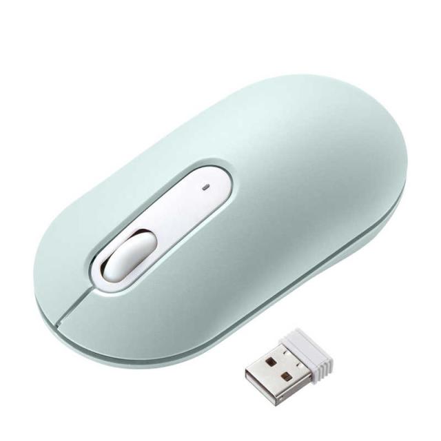 他サイト： サンワサプライ マウス 静音 [BlueLED /無線(ワイヤレス) /3ボタン /USB] グリーン MA-WBS327Gの商品画像