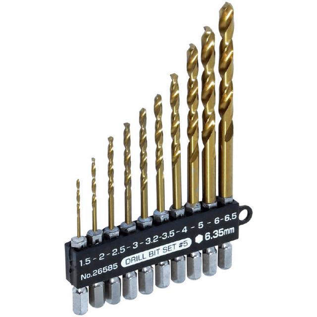 他サイト： SUNUP ドリルビットセット 太径6.0mm6.5mm入り 10本組 #5 ドリルビットセットフトケイ6.0mmの商品画像