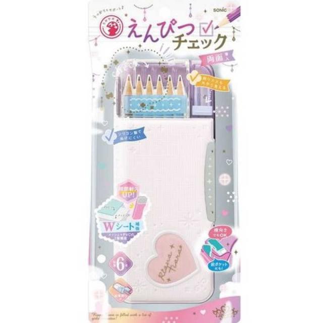 他サイト： ソニック えんぴつチェック両面筆入 リアナ ピンク FD-8228-Pの商品画像
