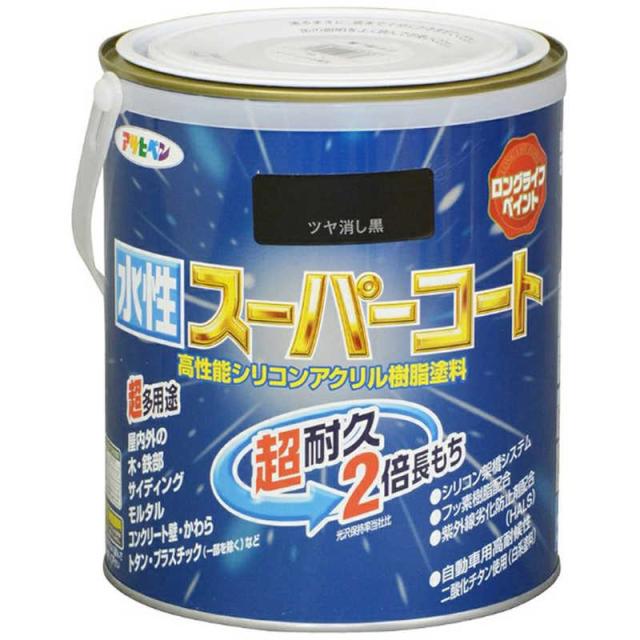 他サイト： アサヒペン 水性スーパーコート 1.6L (ツヤ消し黒) AP900089_の商品画像