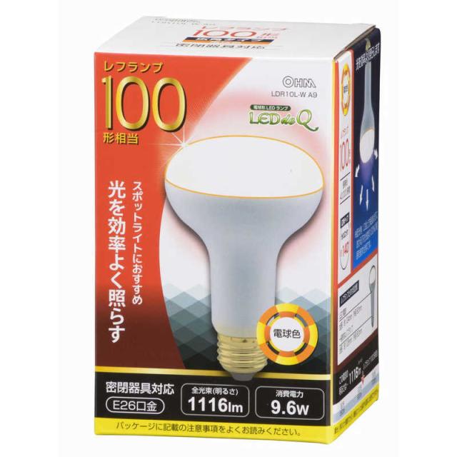 他サイト： オーム電機 LED電球 レフランプ形 100W相当 E26 電球色 [E26/電球色] LDR10L-W A9  の商品画像