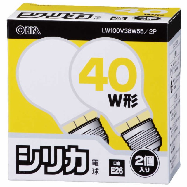 他サイト： オーム電機 シリカ電球100V38Wホワイト色2P LW100V38W552Pの商品画像