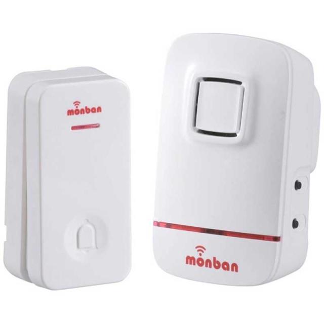 他サイト： オーム電機 「monban」 ワイヤレスコールチャイム 押しボタン送信機+AC式受信機 OCH-ECL80の商品画像