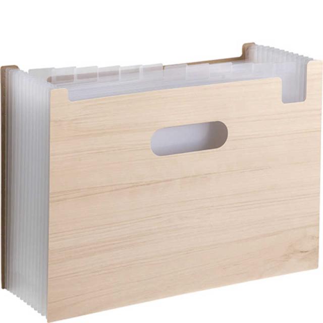 他サイト： セキセイ WOODS STYLE ドキュメントスタンド A4 ヨコ 12仕切り13ポケット ナチュラルブラウン WDS87005の商品画像