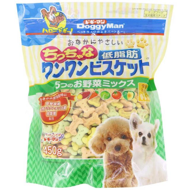 他サイト： ドギーマン おなかにやさしいちっちゃな低脂肪ワンワンビスケット 5つのお野菜ミックス 450g の商品画像