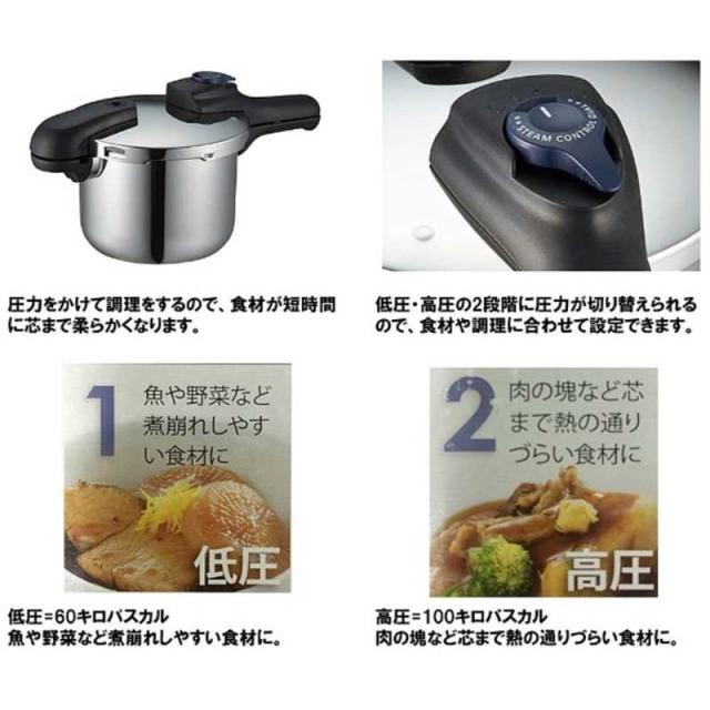 他サイト： パール金属 《IH対応》クイックエコ 3層底切り替え式圧力鍋 3.5L H5040の商品画像