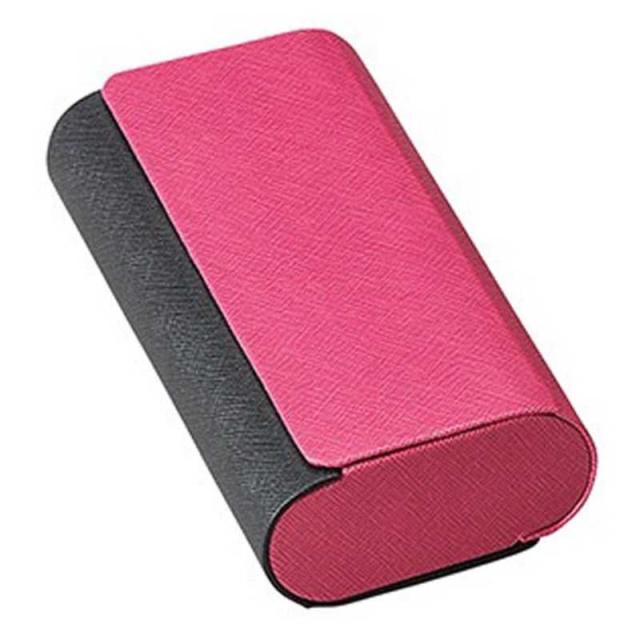 他サイト： 名古屋眼鏡 メガネケース メタルレザー2ピース ピンク×クロ 2401-01の商品画像