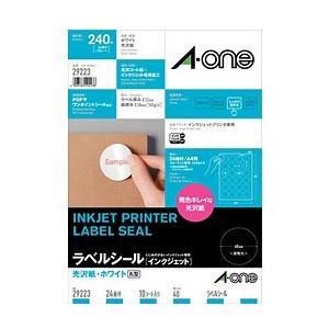 他サイト： インクジェットプリンタラベル インクジェット光沢紙ラベル A4判24面丸型 10シートの商品画像