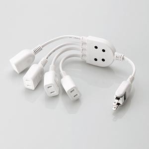 他サイト： エレコム T-ADR4WH ACアダプタ用電源延長コード (0.2m /4個口)の商品画像