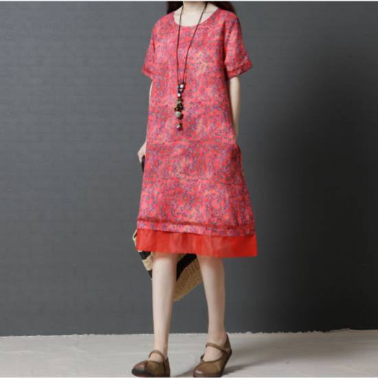 ワンピース 春 半袖 ワンピース レディース 膝丈 半袖 大人 ワンピース フレアスカート 大きいサイズ 春夏 春服 ワンピース 大きい の通販はau Pay マーケット Leaflower