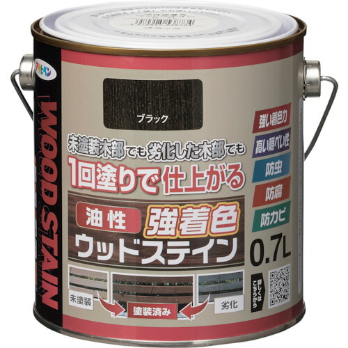 他サイト： アサヒペン 油性強着色ウッドステイン 0.7L ブラック 【品番:4970925538734】の商品画像