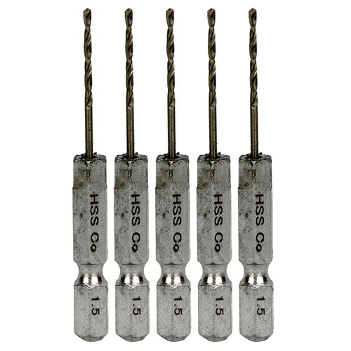 他サイト： 【メール便対応】藤原産業 SK11 六角軸Coステンドリル 普通 1.5mm 5pcs 【品番:4977292318471】の商品画像