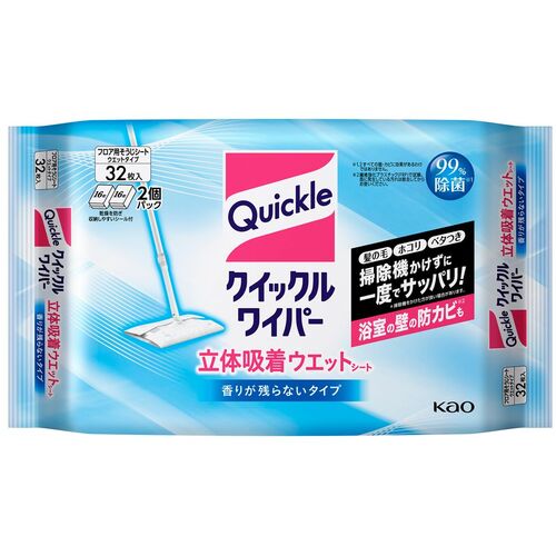 他サイト： 花王 Kao クイックルワイパー 立体吸着ウエットシート 32枚 【品番:327840】【JAN:4901301327840】の商品画像