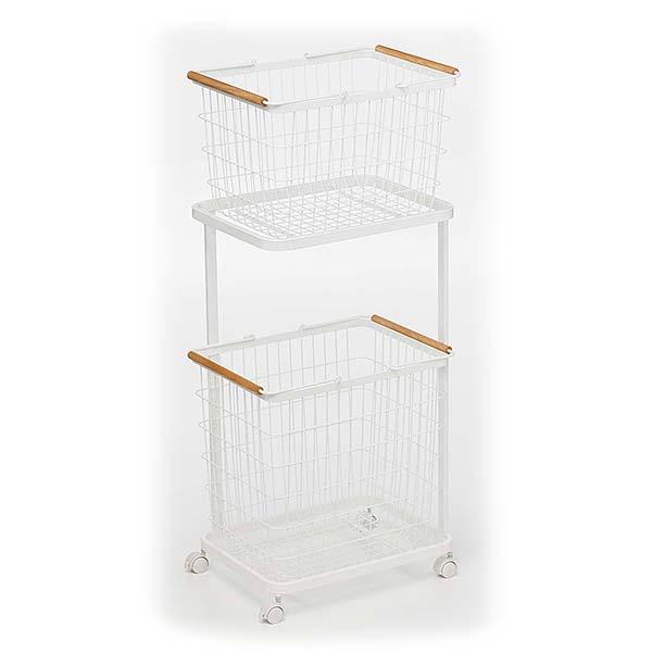 他サイト： 山崎実業 ランドリーワゴン+バスケット トスカ ホワイト 4903208033008 【品番:03300】の商品画像