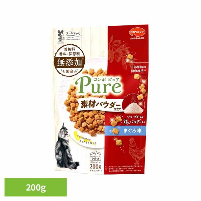 他サイト： キャットフード ドライ 下部尿路 コンボ ピュア 猫 キャット まぐろ味 鶏パウダー仕立て 200g 小分け 小粒 成猫用 総合の商品画像
