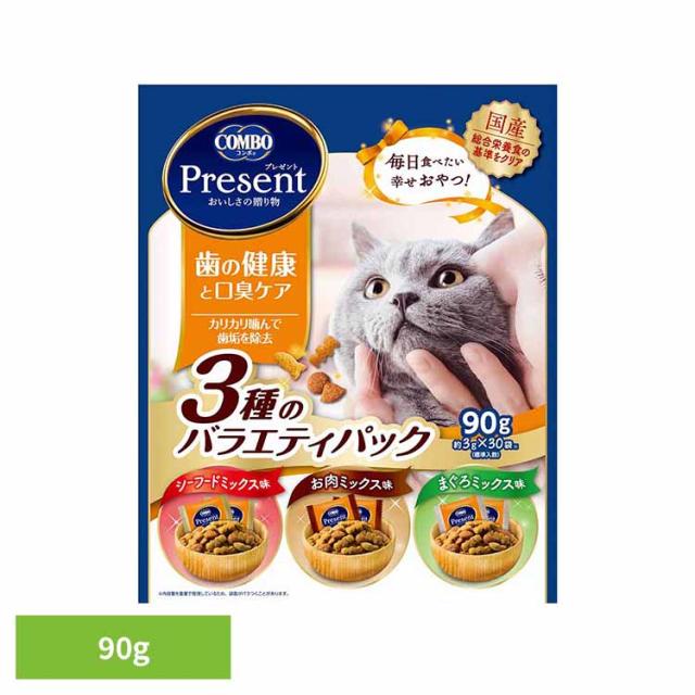 他サイト： 猫 おやつ ドライ コンボ プレゼント キャット 歯の健康と口臭ケア 3種のバラエティパック 30袋 小分け 歯磨き粒入 成猫用の商品画像
