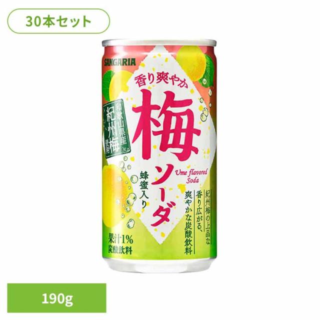 他サイト： 梅 ソーダ 爽やか サンガリア 飲料 ソフトドリンク 缶 ジュース 【30本】香り爽やか梅ソーダ 190g 梅 ソーダ 爽やか の商品画像