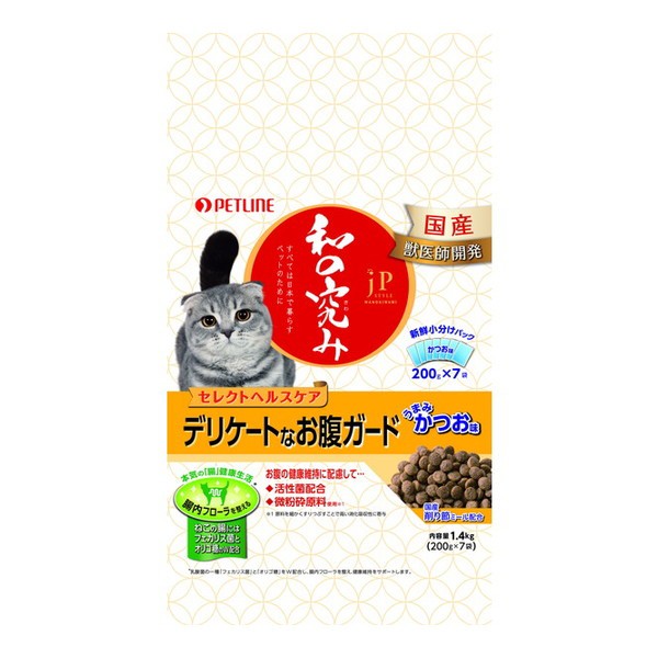 他サイト： ペットライン JPスタイル 和の究み 猫用セレクトヘルスケア デリケートなお腹ガード 1.4kg [小分け200gx7パック入]の商品画像