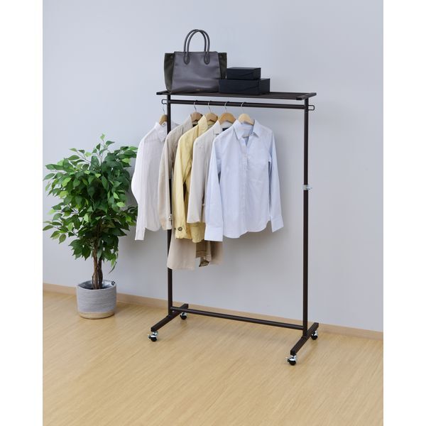 他サイト： DDSH-SUT(DBR) 山善 [たっぷり掛けられて移動もできるハンガーラック] メーカー直送の商品画像