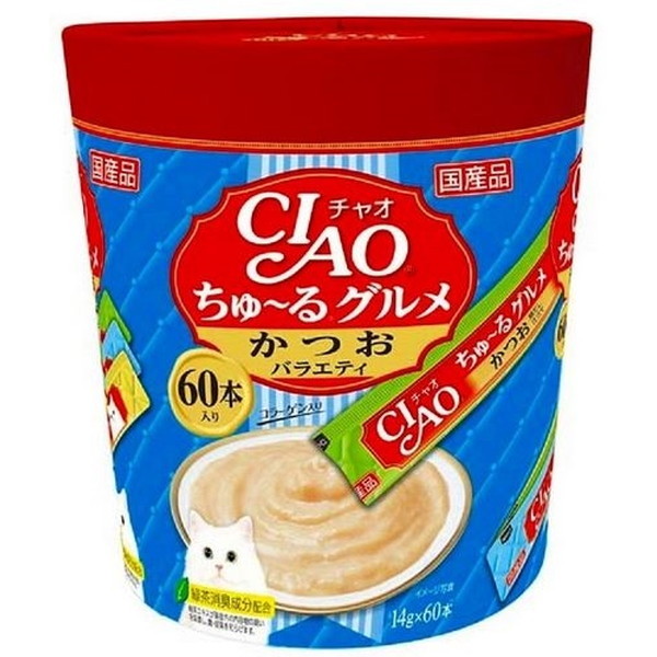 他サイト： いなばペットフード CIAOちゅーるグルメかつおバラエティ(14g×60本)の商品画像