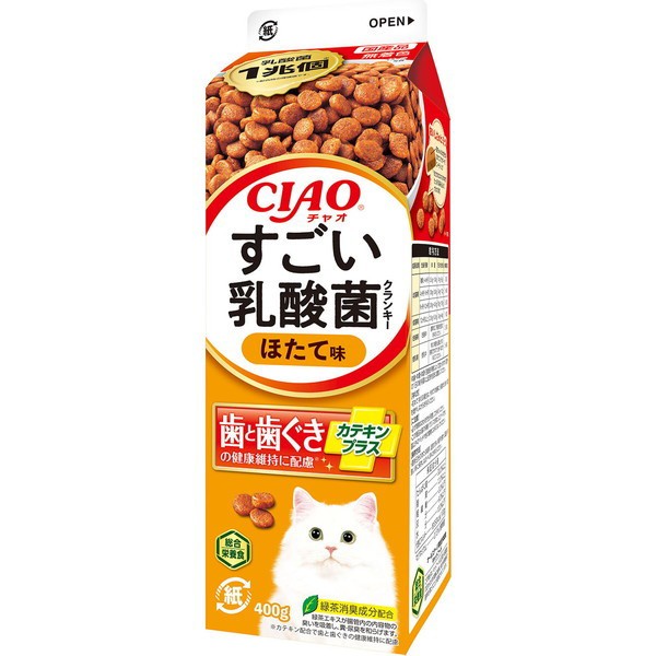 他サイト： いなばペットフード CIAOすごい乳酸菌クランキー牛乳パック ほたて味 400gの商品画像