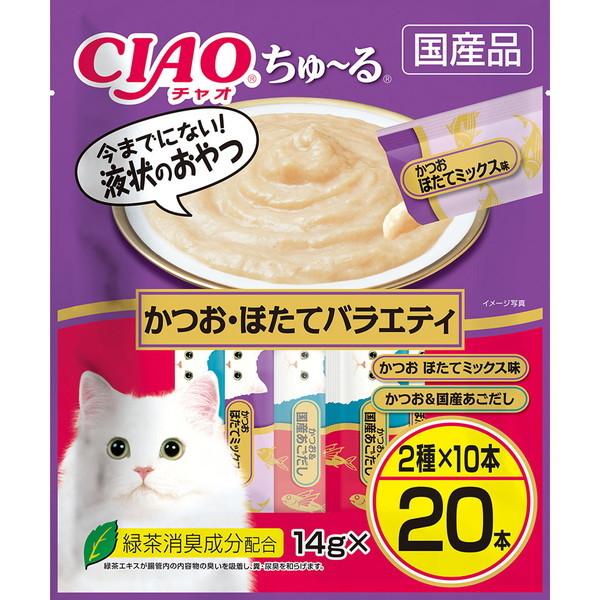 他サイト： いなばペットフード CIAO ちゅ〜る 20本 かつお・ほたてバラエティの商品画像