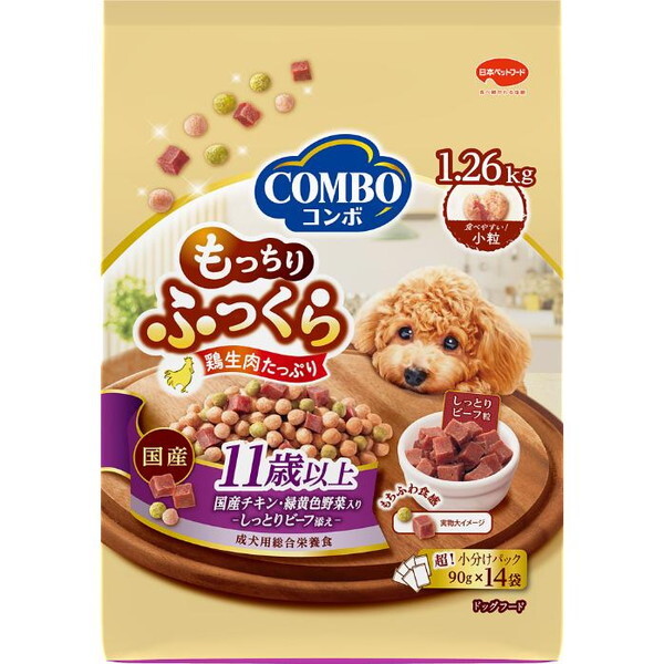 他サイト： コンボ ドッグ もっちりふっくら 11歳以上 1.26kg(90g×14袋) 日本ペットフードの商品画像