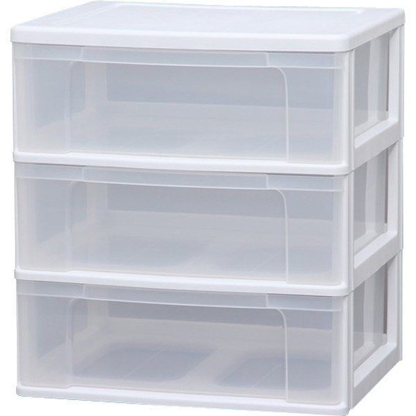 他サイト： アイリスオーヤマ N-653 ホワイト/クリア [ワイドチェスト 3段 幅63cm 完成品] メーカー直送の商品画像