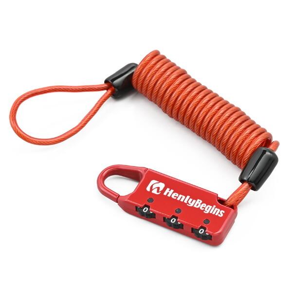 他サイト： D45845 シートバッグ対応 先端ループ ワイヤー長1200mm ダイヤルロック カールコードタイプ DLK120R レッド の商品画像