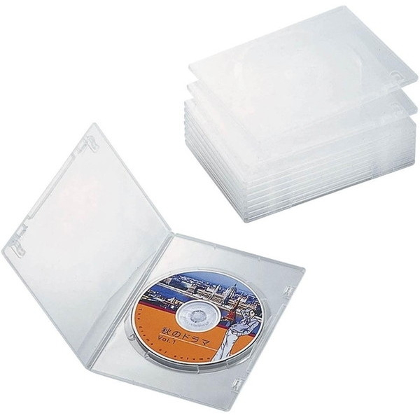 他サイト： ELECOM CCD-DVDS03CR クリア [スリムDVDトールケース(1枚収納・10枚セット・スリムタイプ)]の商品画像