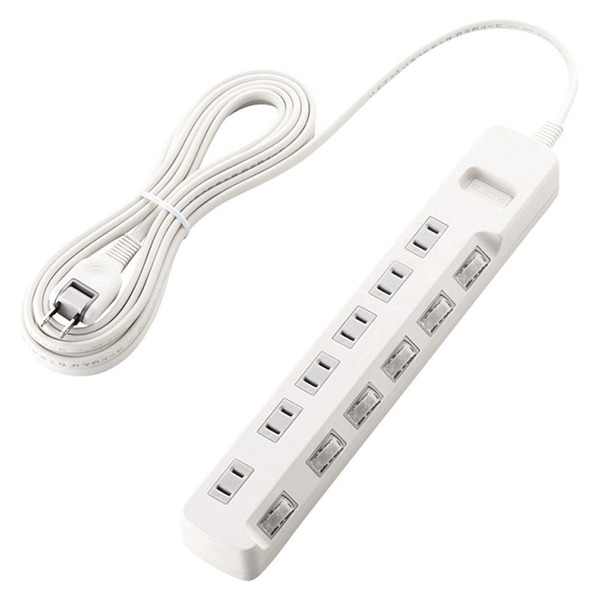 他サイト： ELECOM 個別スイッチ付 雷ガードタップ T-K5A-2650WHの商品画像