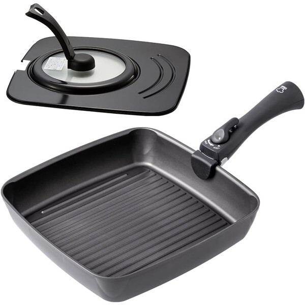 他サイト： 1010162 チタンシェフ脱着ハンドル式フライパン スクエアパン 3点セット アイメディアの商品画像