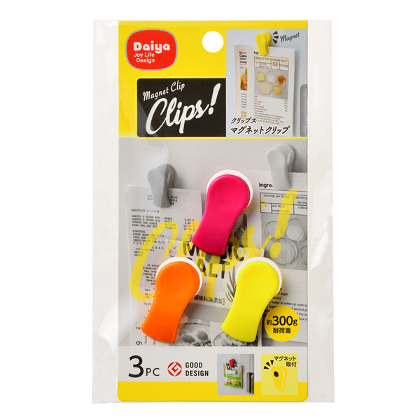 他サイト： 【メール便 送料無料】クリップス マグネットクリップ 3個入 | 磁石 クリップ ミニ 飴 キッチンクリップ 袋止め カラフル の商品画像